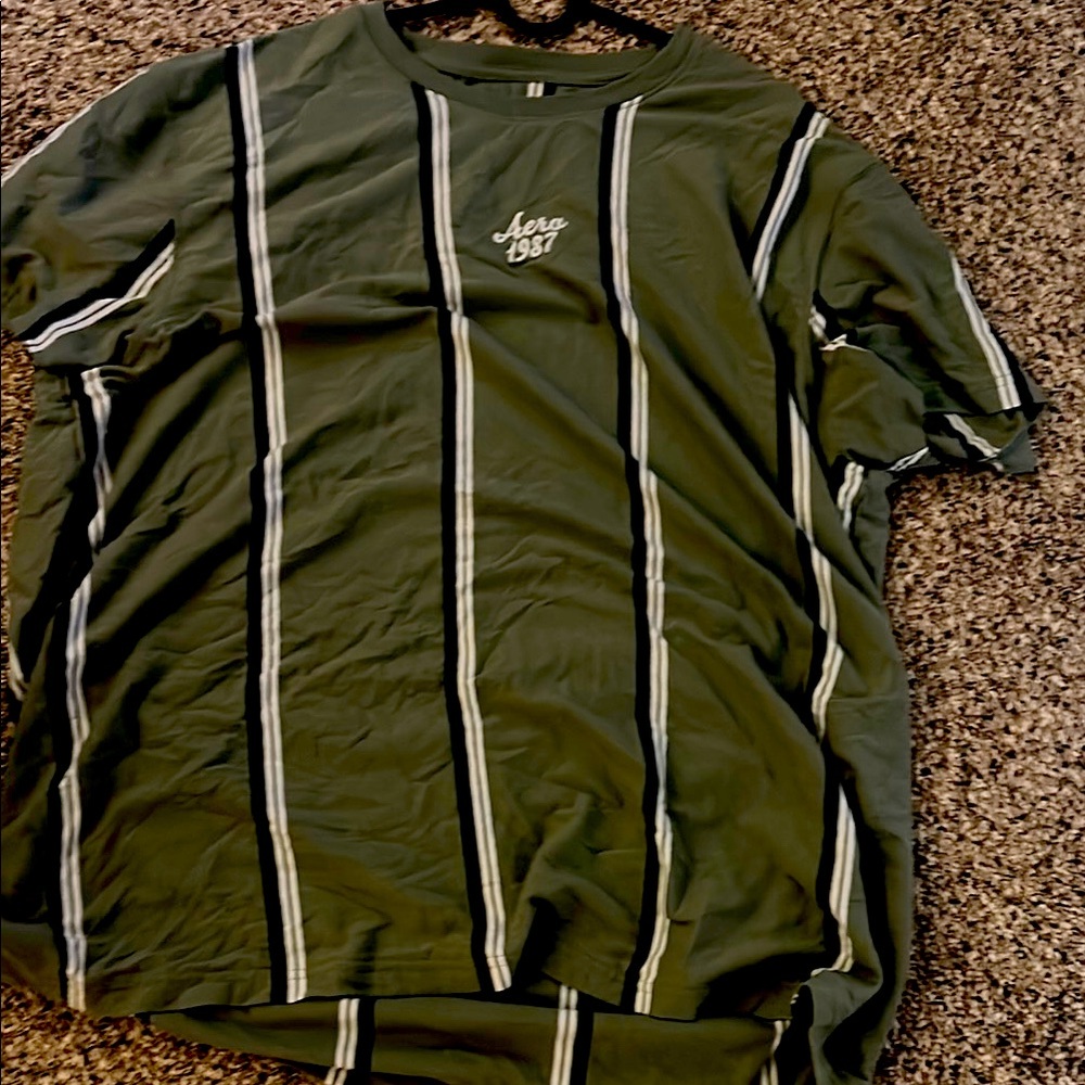Aero Green Striped Men's Shirt